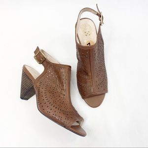 VINCE CAMUTO Brown Open Toe Sandal Heels